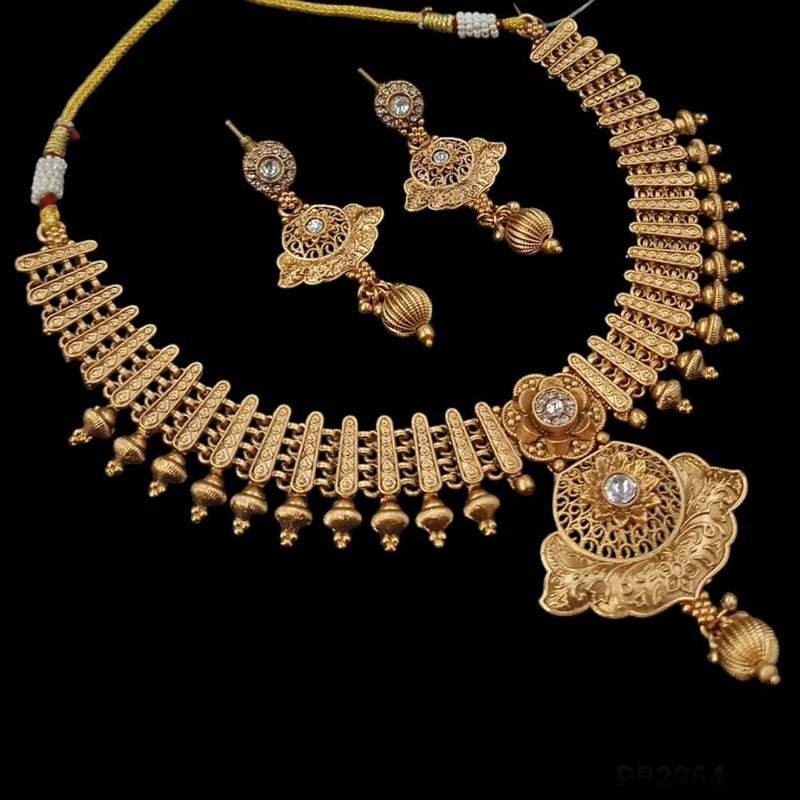 NAFJ Gold Plated Pota Stone Necklace Set