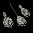 NAFJ Silver Plated Austrian Stone Dangler Earrings With Maangtikka