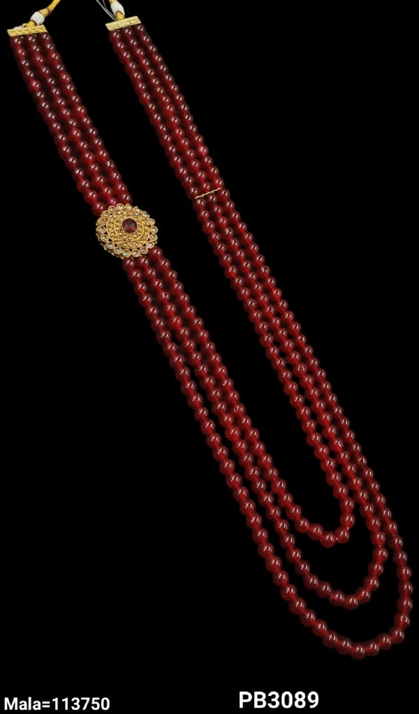 NAFJ Gold Plated Austrian Stone & Beads Long Necklace