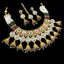 NAFJ Gold Plated Pota Stone And Pearls Necklace Set