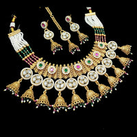 NAFJ Gold Plated Pota Stone And Pearls Necklace Set