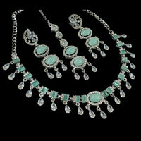 NAFJ Silver Plated Crystal Stone Necklace Set