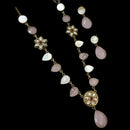 NAFJ Gold Plated Kundan Stone And Crystal Stone Necklace Set