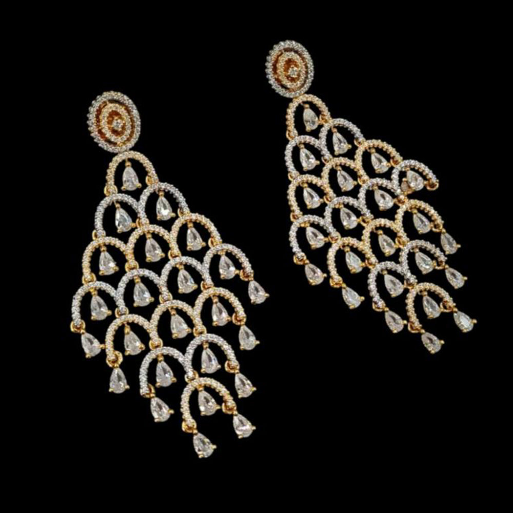 NAFJ Gold Plated American Diamonds Dangler Earrings