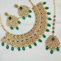 NAFJ Gold Plated Austrian Stone And Beads Necklace Set