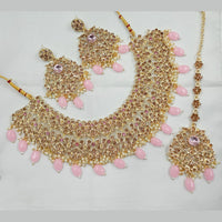 NAFJ Gold Plated Austrian Stone And Beads Necklace Set