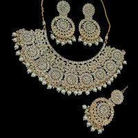 NAFJ Gold Plated Austrian Stone And Beads Necklace Set