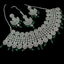 NAFJ Silver Plated Austrian Stone And Beads Necklace Set