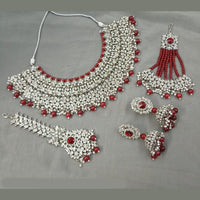 NAFJ Silver Plated Austrian Stone And Beads Necklace Set