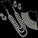 NAFJ Silver Plated Austrian Stone Double Necklace Set