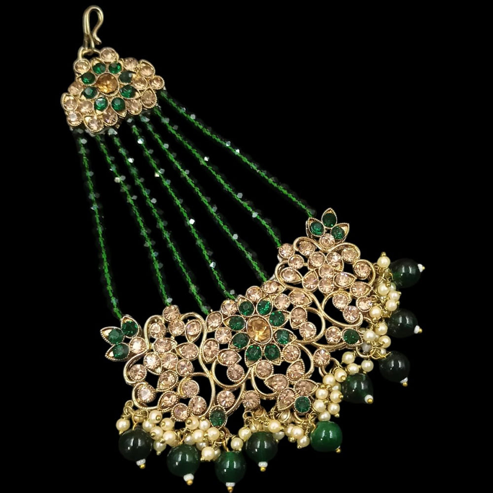 NAFJ Gold Plated Pota Stone Bangles Set