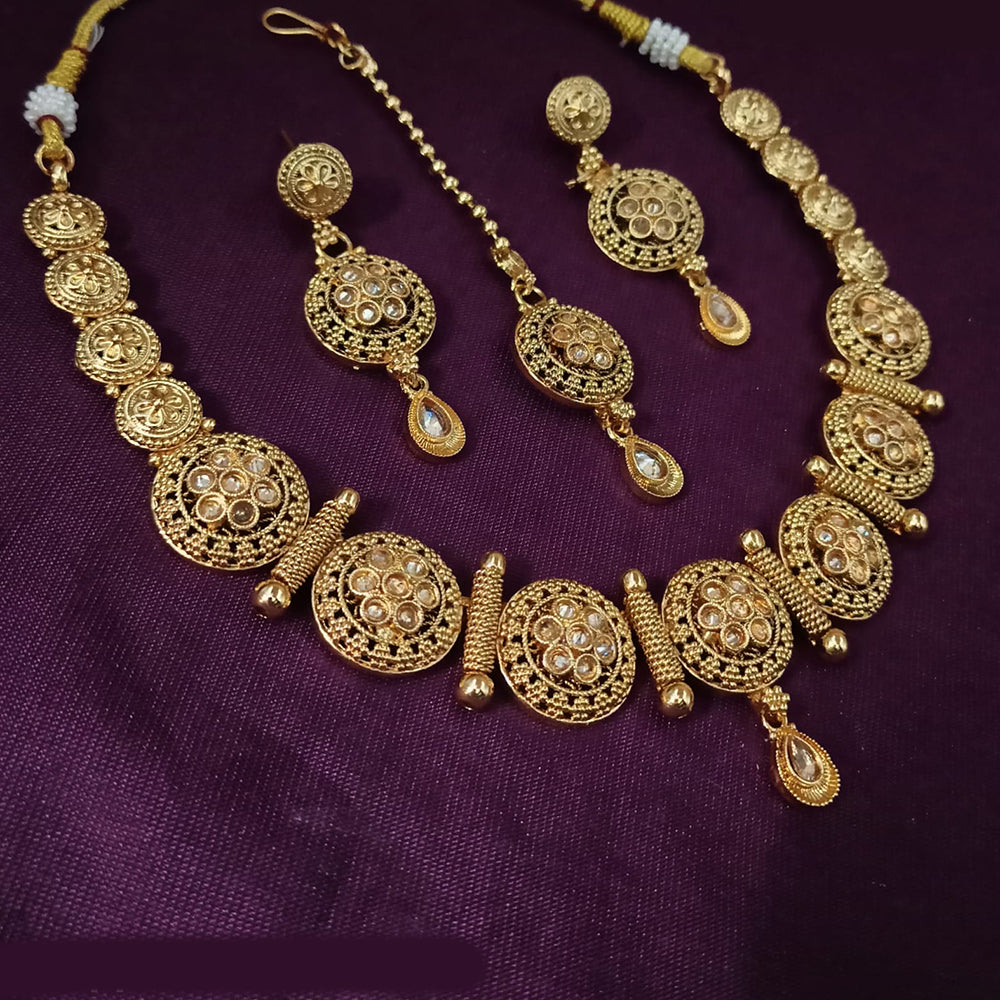 NAFJ Gold Plated Crystal Stone Necklace Set