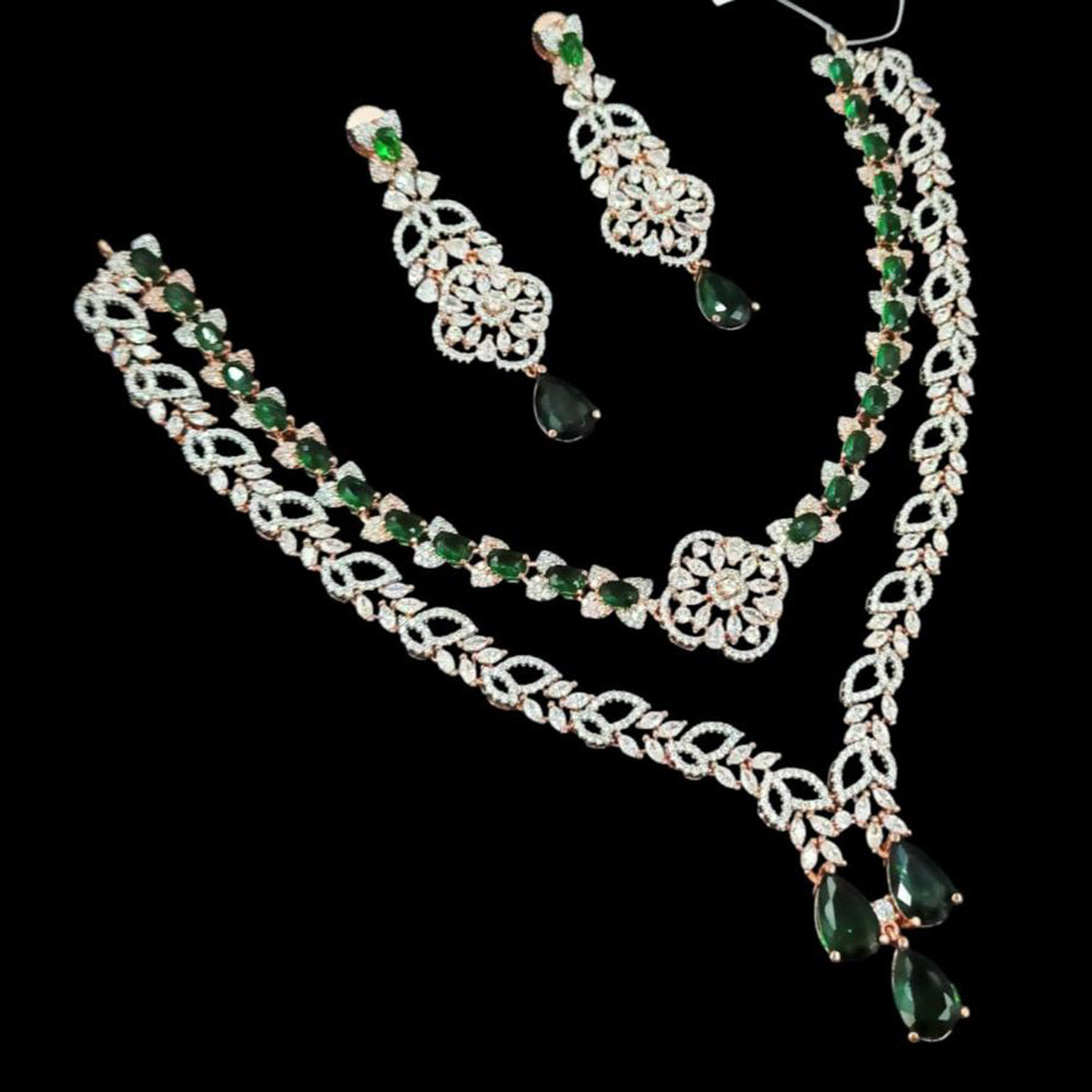 NAFJ Silver Plated American Diamond Necklace Set