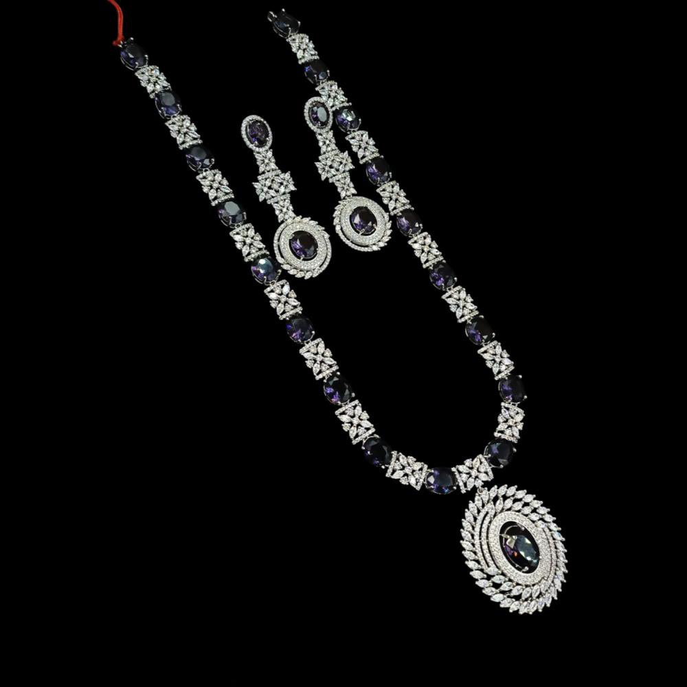 NAFJ Silver Plated American Diamond Necklace Set