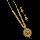 NAFJ Gold Plated Crystal Stone And Beads Long Necklace Set