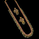 NAFJ Gold Plated Crystal Stone And Beads Long Necklace Set