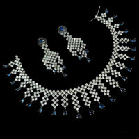 NAFJ  Silver Plated American Diamond Necklace Set