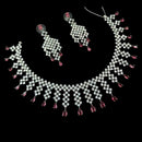 NAFJ  Silver Plated American Diamond Necklace Set