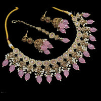 NAFJ Gold Plated Crystal Stone And Beads Necklace Set