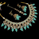 NAFJ Gold Plated Crystal Stone And Beads Necklace Set