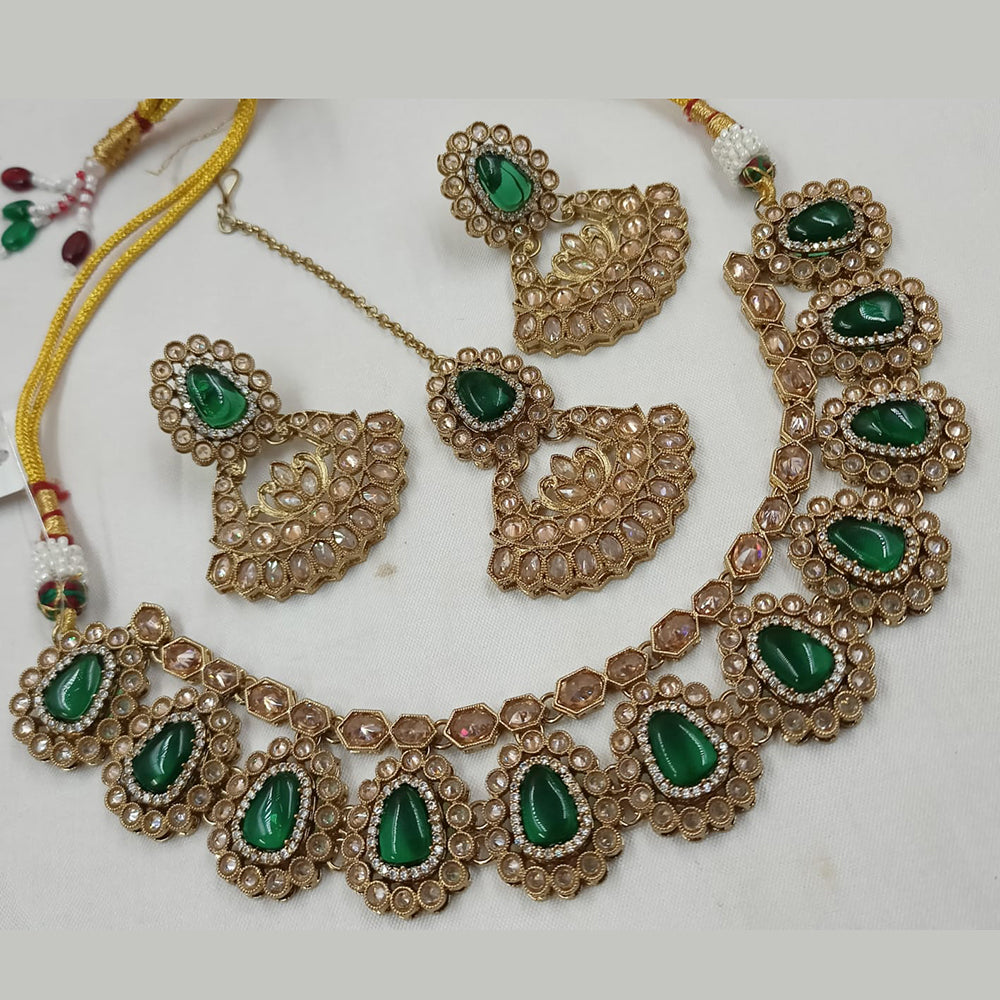 NAFJ Gold Plated Crystal Stone Necklace Set