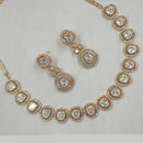 NAFJ Gold Plated Polki Kundan Stone Necklace Set