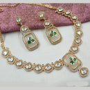 NAFJ Gold Plated Polki Kundan Stone Necklace Set