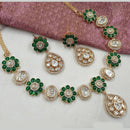 NAFJ Gold Plated Polki Kundan Stone Necklace Set