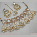 NAFJ Gold Plated Polki Kundan Stone And Meenakari Necklace Set