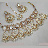 NAFJ Gold Plated Polki Kundan Stone And Meenakari Necklace Set