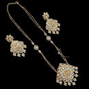 NAFJ Gold Plated Polki Kundan Stone Long Necklace Set