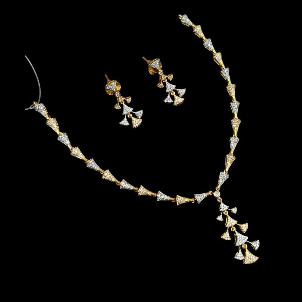 NAFJ Gold Plated American Diamond Necklace Set