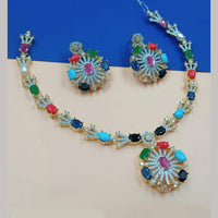 NAFJ Gold Plated American Diamond Necklace Set