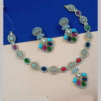 NAFJ Gold Plated American Diamond Necklace Set