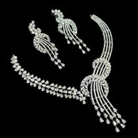 NAFJ  Silver Plated American Diamond Necklace Set