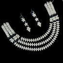 NAFJ  Silver Plated American Diamond Necklace Set