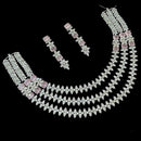 NAFJ  Silver Plated American Diamond Necklace Set