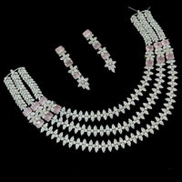 NAFJ  Silver Plated American Diamond Necklace Set