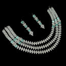 NAFJ  Silver Plated American Diamond Necklace Set