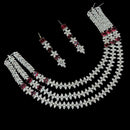 NAFJ  Silver Plated American Diamond Necklace Set
