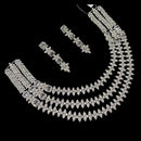 NAFJ  Silver Plated American Diamond Necklace Set