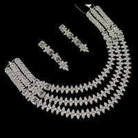 NAFJ  Silver Plated American Diamond Necklace Set