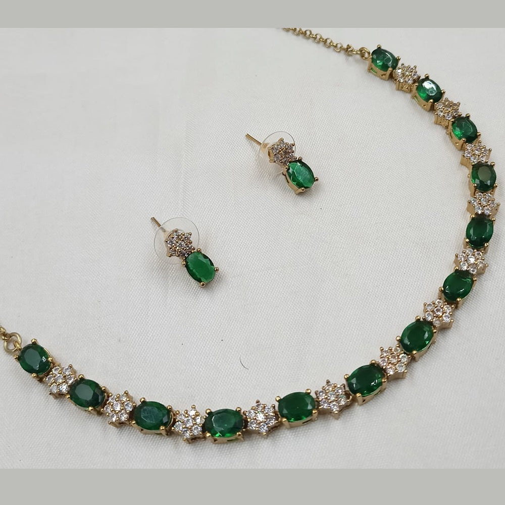 NAFJ Gold Plated Crystal Stone Necklace Set