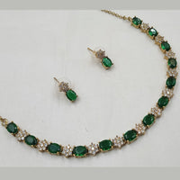 NAFJ Gold Plated Crystal Stone Necklace Set