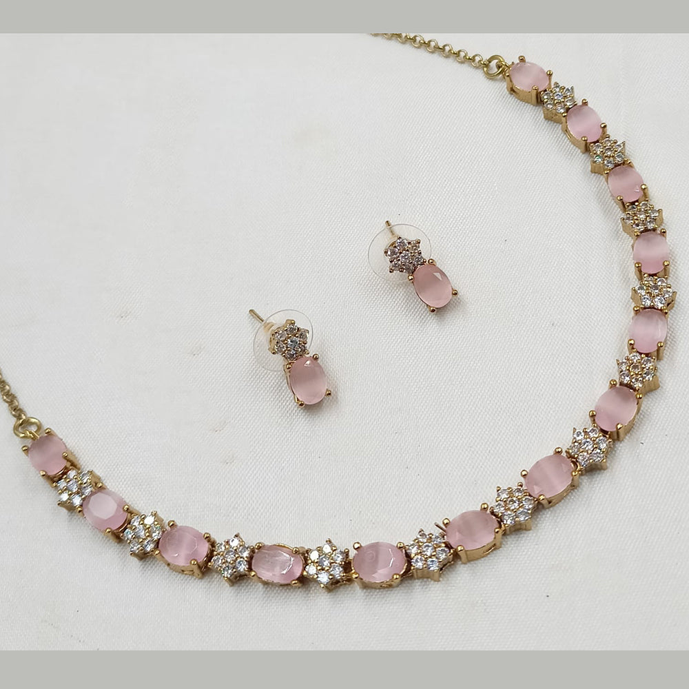 NAFJ Gold Plated Crystal Stone Necklace Set