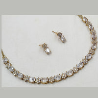 NAFJ Gold Plated Crystal Stone Necklace Set