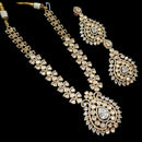 NAFJ Gold Plated Polki Kundan Stone Necklace Set