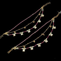 NAFJ Gold Plated Polki Kundan Stone And Pearl Kanchain