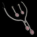 NAFJ Silver Plated Traditional American Diamond Look Necklace Set