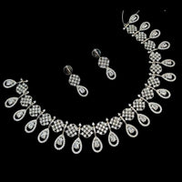 NAFJ Silver Plated Traditional American Diamond Look Necklace Set